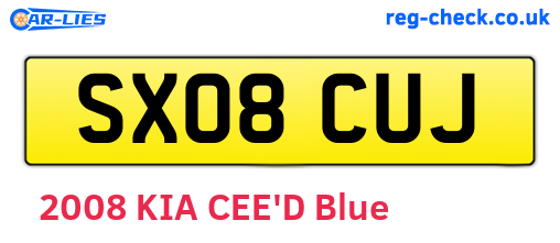 SX08CUJ are the vehicle registration plates.