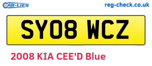 SY08WCZ are the vehicle registration plates.