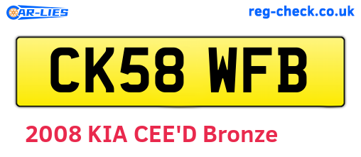 CK58WFB are the vehicle registration plates.