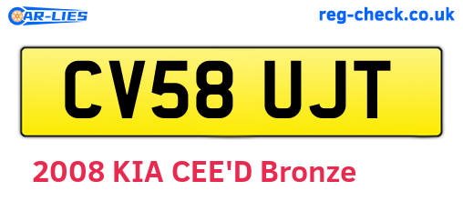 CV58UJT are the vehicle registration plates.