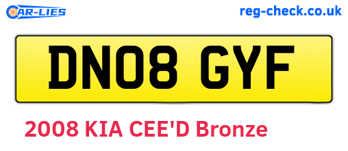 DN08GYF are the vehicle registration plates.