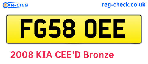 FG58OEE are the vehicle registration plates.