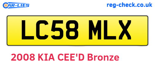 LC58MLX are the vehicle registration plates.
