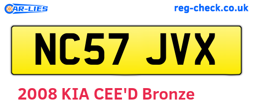NC57JVX are the vehicle registration plates.