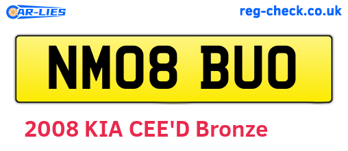 NM08BUO are the vehicle registration plates.