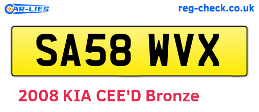 SA58WVX are the vehicle registration plates.