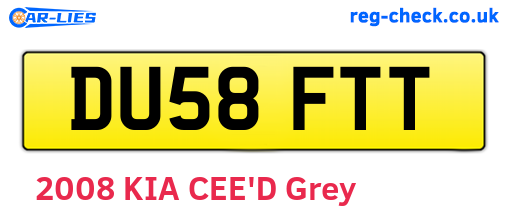 DU58FTT are the vehicle registration plates.