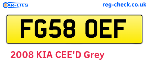 FG58OEF are the vehicle registration plates.