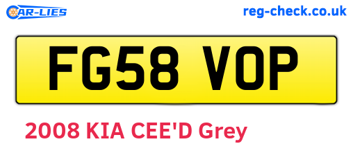 FG58VOP are the vehicle registration plates.