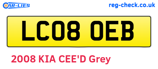 LC08OEB are the vehicle registration plates.
