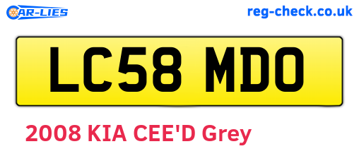 LC58MDO are the vehicle registration plates.