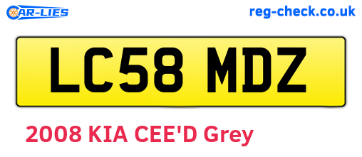 LC58MDZ are the vehicle registration plates.