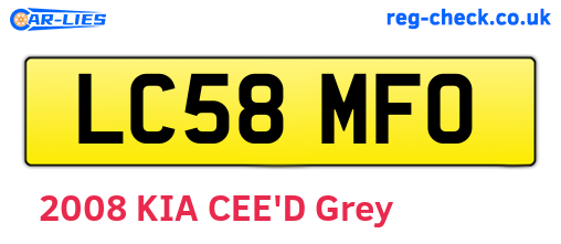 LC58MFO are the vehicle registration plates.