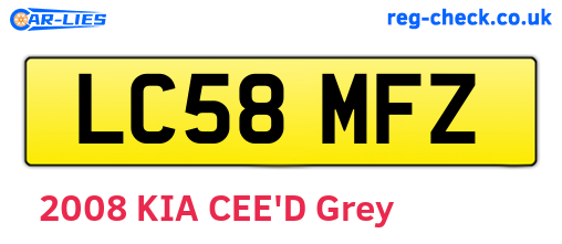 LC58MFZ are the vehicle registration plates.
