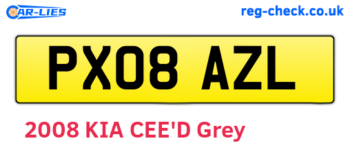 PX08AZL are the vehicle registration plates.