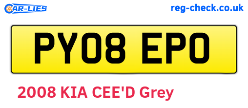 PY08EPO are the vehicle registration plates.