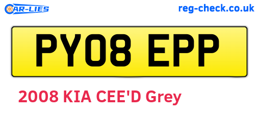 PY08EPP are the vehicle registration plates.