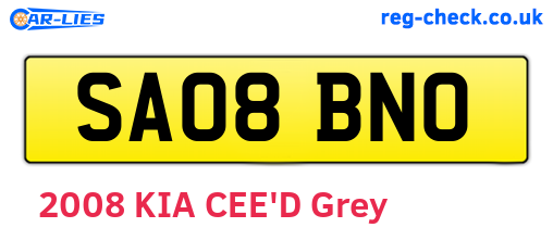 SA08BNO are the vehicle registration plates.