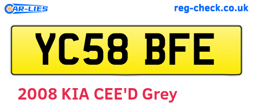 YC58BFE are the vehicle registration plates.