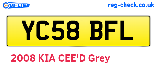 YC58BFL are the vehicle registration plates.