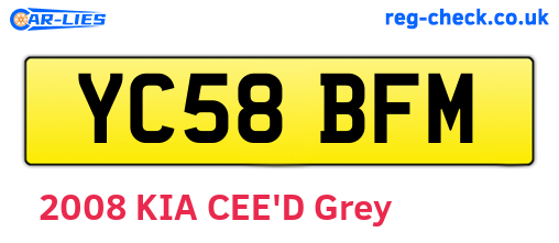 YC58BFM are the vehicle registration plates.
