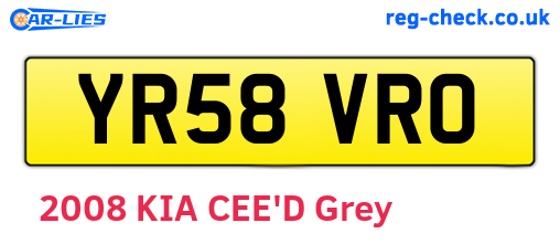 YR58VRO are the vehicle registration plates.