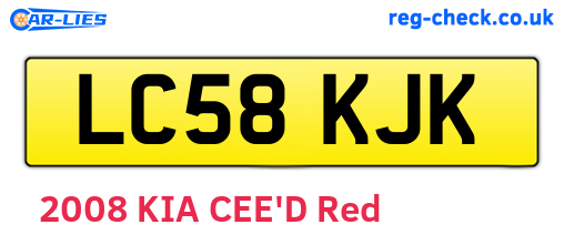 LC58KJK are the vehicle registration plates.