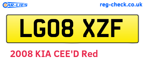 LG08XZF are the vehicle registration plates.