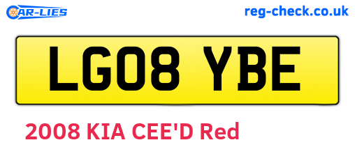 LG08YBE are the vehicle registration plates.