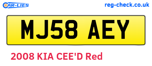 MJ58AEY are the vehicle registration plates.