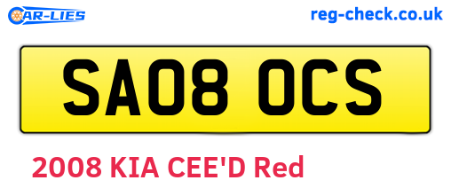 SA08OCS are the vehicle registration plates.