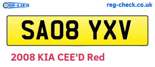 SA08YXV are the vehicle registration plates.
