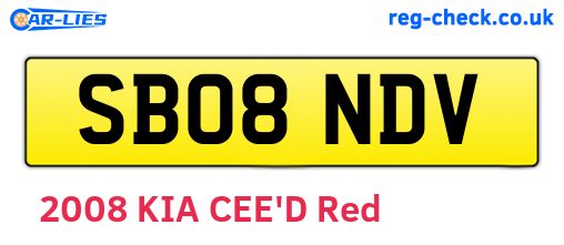 SB08NDV are the vehicle registration plates.