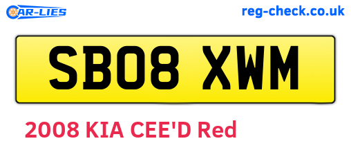 SB08XWM are the vehicle registration plates.