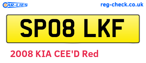 SP08LKF are the vehicle registration plates.