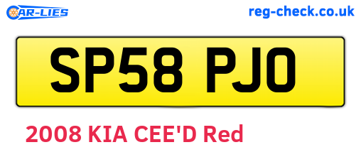 SP58PJO are the vehicle registration plates.