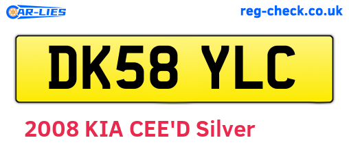 DK58YLC are the vehicle registration plates.