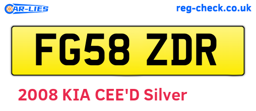 FG58ZDR are the vehicle registration plates.