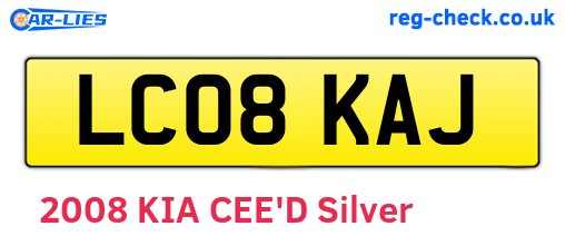 LC08KAJ are the vehicle registration plates.