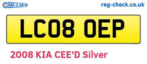 LC08OEP are the vehicle registration plates.