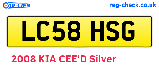 LC58HSG are the vehicle registration plates.