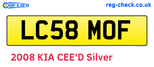 LC58MOF are the vehicle registration plates.