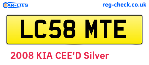 LC58MTE are the vehicle registration plates.