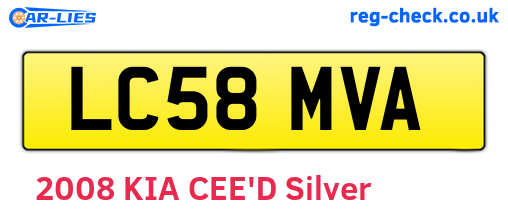 LC58MVA are the vehicle registration plates.