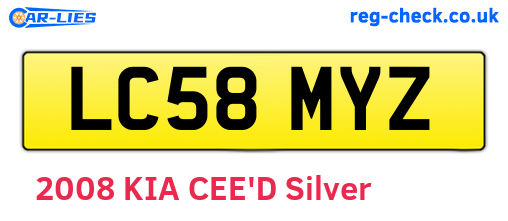 LC58MYZ are the vehicle registration plates.
