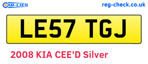 LE57TGJ are the vehicle registration plates.