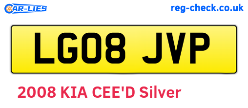 LG08JVP are the vehicle registration plates.