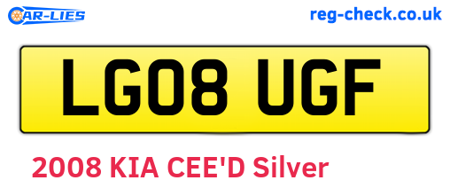 LG08UGF are the vehicle registration plates.
