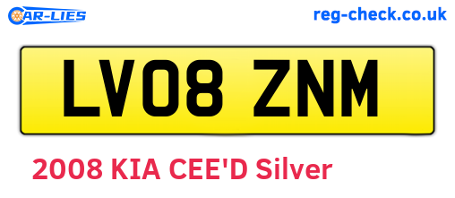 LV08ZNM are the vehicle registration plates.