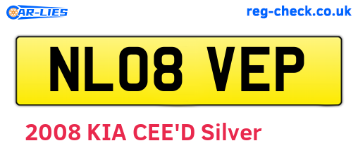 NL08VEP are the vehicle registration plates.